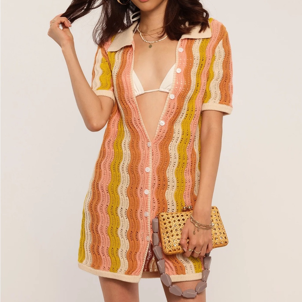 Crochet collared swim cover up or dress